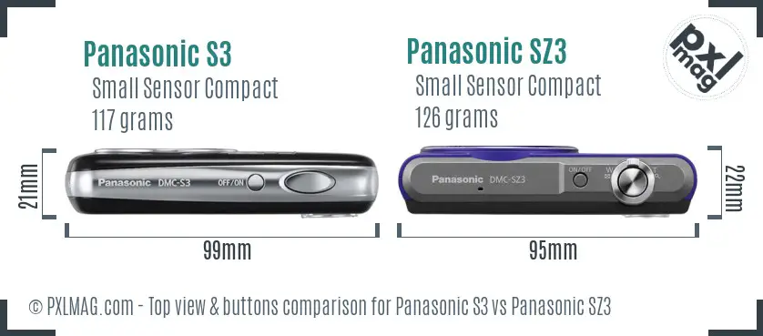 Panasonic S3 vs Panasonic SZ3 top view buttons comparison