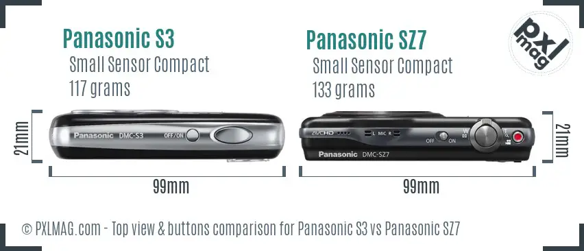 Panasonic S3 vs Panasonic SZ7 top view buttons comparison