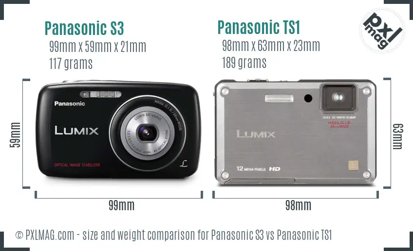 Panasonic S3 vs Panasonic TS1 size comparison