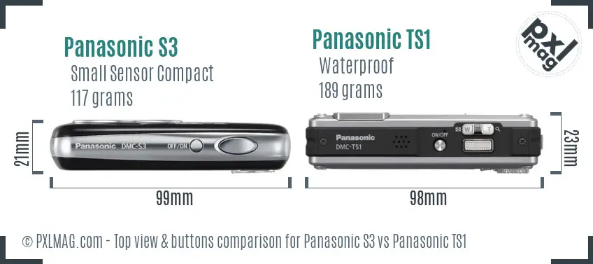 Panasonic S3 vs Panasonic TS1 top view buttons comparison