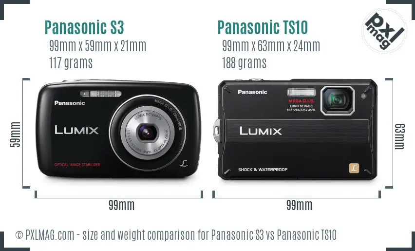 Panasonic S3 vs Panasonic TS10 size comparison