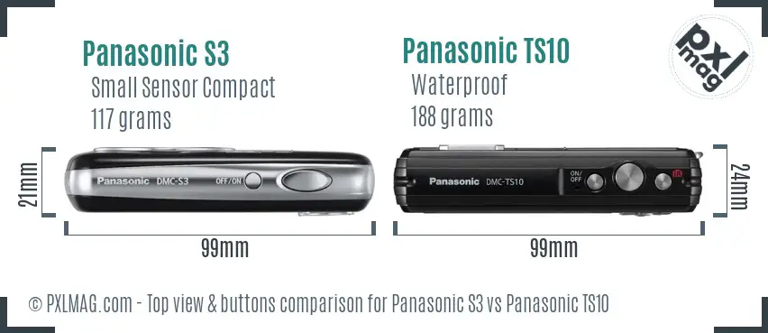 Panasonic S3 vs Panasonic TS10 top view buttons comparison