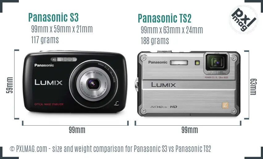 Panasonic S3 vs Panasonic TS2 size comparison