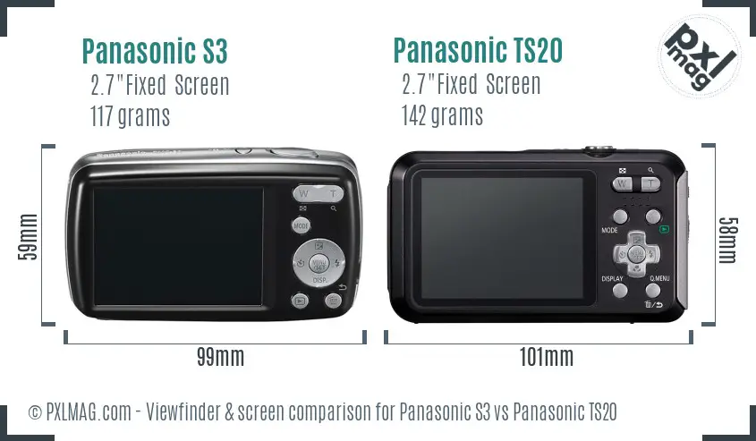 Panasonic S3 vs Panasonic TS20 Screen and Viewfinder comparison