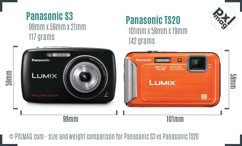 Panasonic S3 vs Panasonic TS20 size comparison