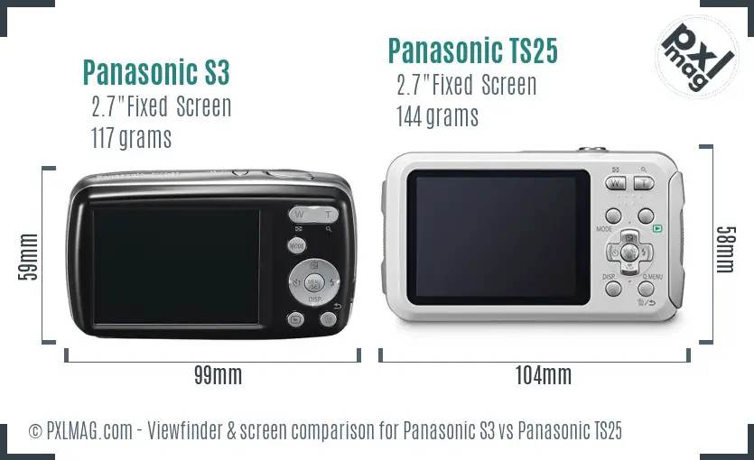 Panasonic S3 vs Panasonic TS25 Screen and Viewfinder comparison