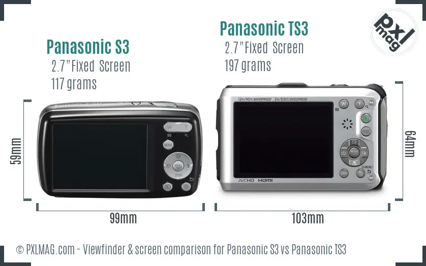 Panasonic S3 vs Panasonic TS3 Screen and Viewfinder comparison