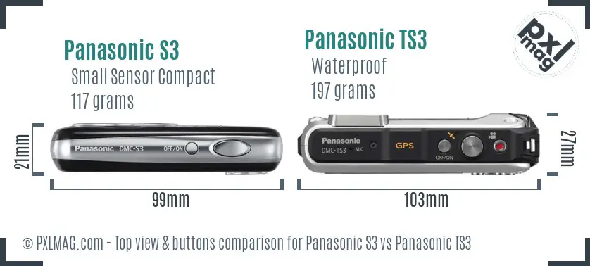 Panasonic S3 vs Panasonic TS3 top view buttons comparison