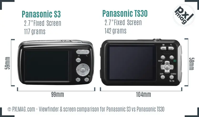 Panasonic S3 vs Panasonic TS30 Screen and Viewfinder comparison