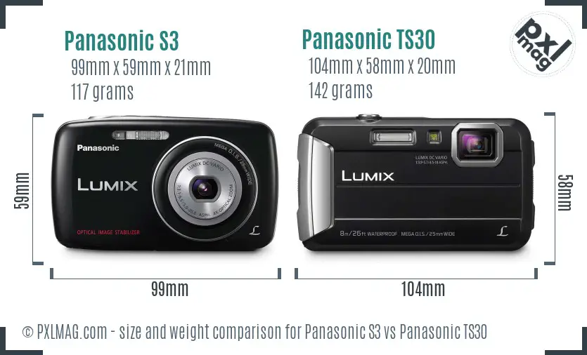 Panasonic S3 vs Panasonic TS30 size comparison