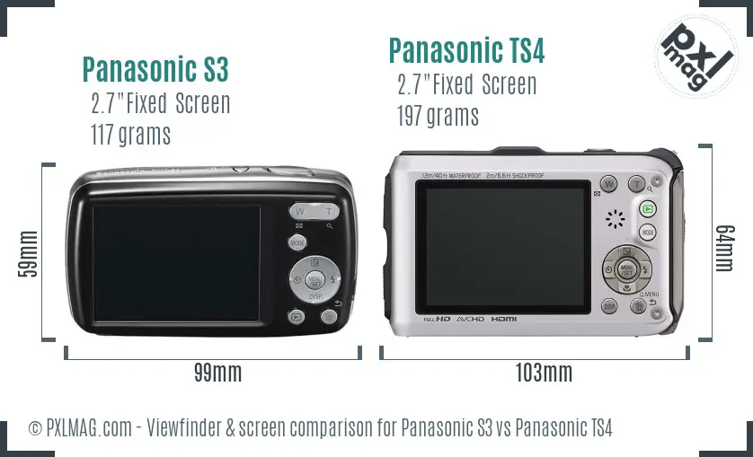 Panasonic S3 vs Panasonic TS4 Screen and Viewfinder comparison