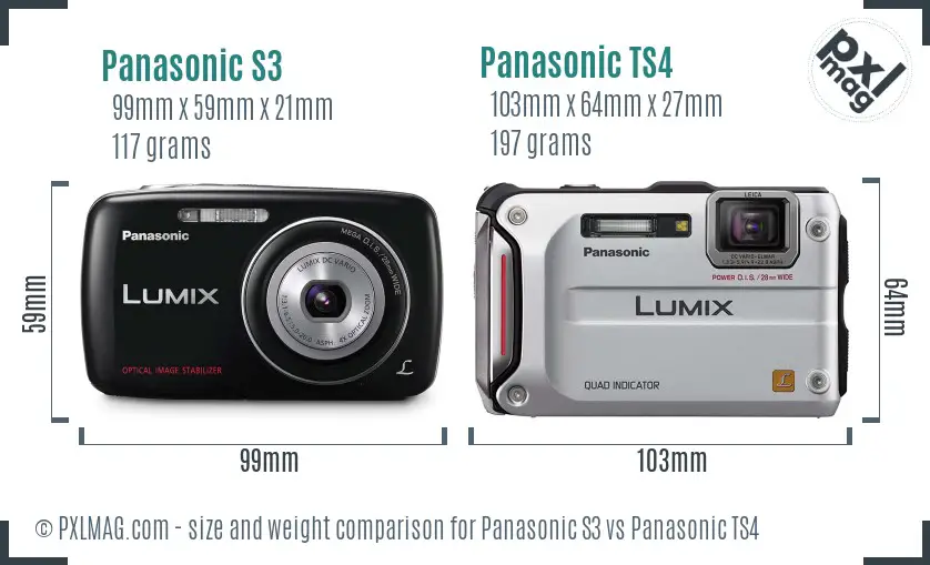 Panasonic S3 vs Panasonic TS4 size comparison