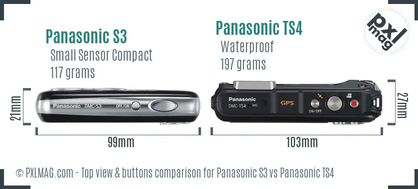 Panasonic S3 vs Panasonic TS4 top view buttons comparison