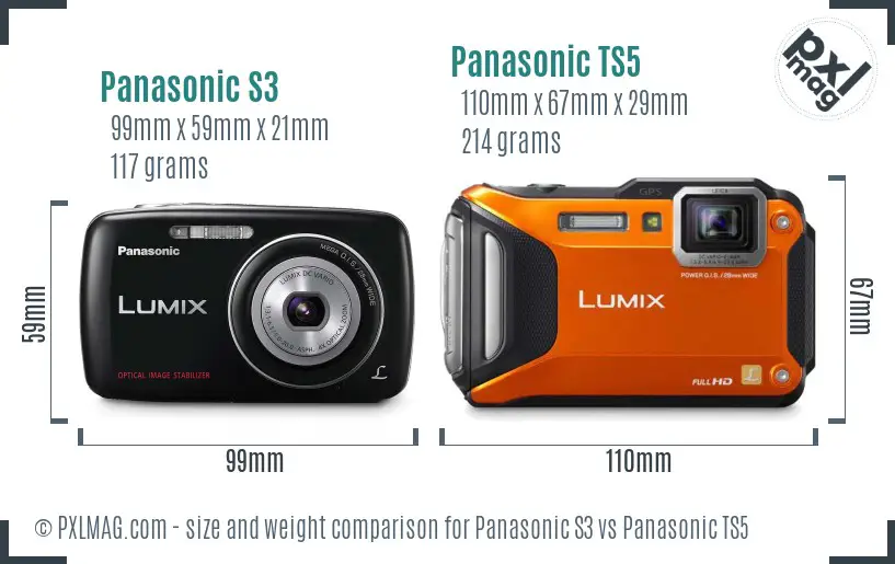 Panasonic S3 vs Panasonic TS5 size comparison