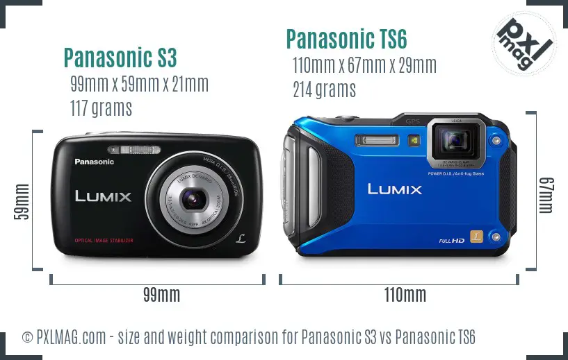 Panasonic S3 vs Panasonic TS6 size comparison