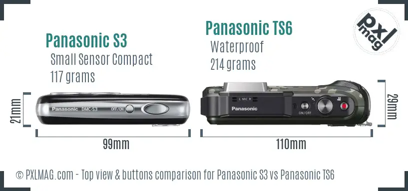 Panasonic S3 vs Panasonic TS6 top view buttons comparison