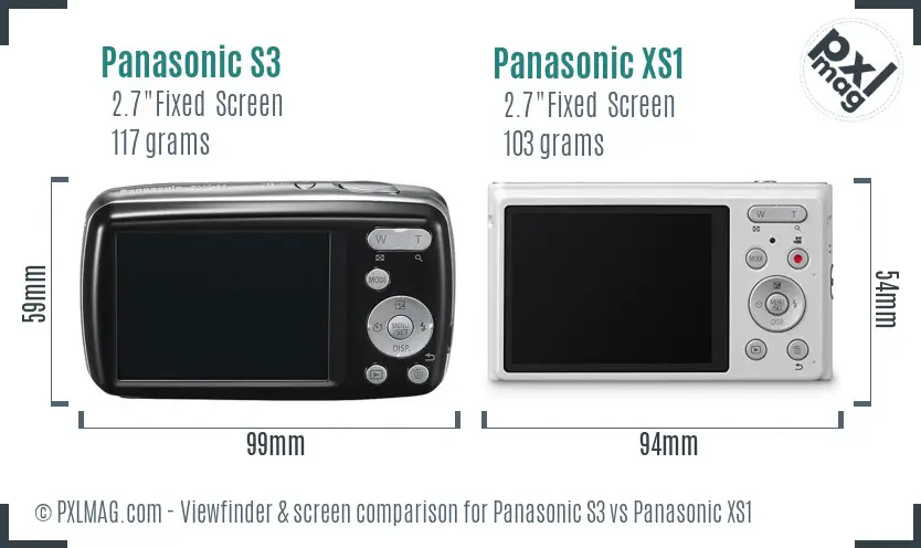 Panasonic S3 vs Panasonic XS1 Screen and Viewfinder comparison