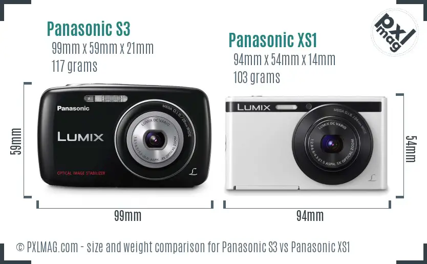 Panasonic S3 vs Panasonic XS1 size comparison