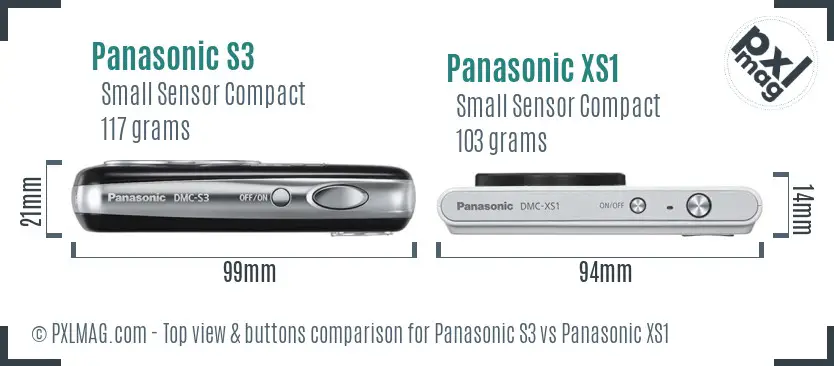 Panasonic S3 vs Panasonic XS1 top view buttons comparison