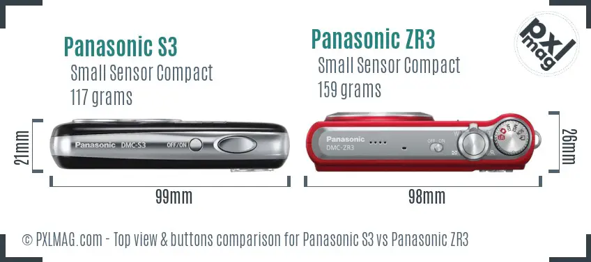 Panasonic S3 vs Panasonic ZR3 top view buttons comparison