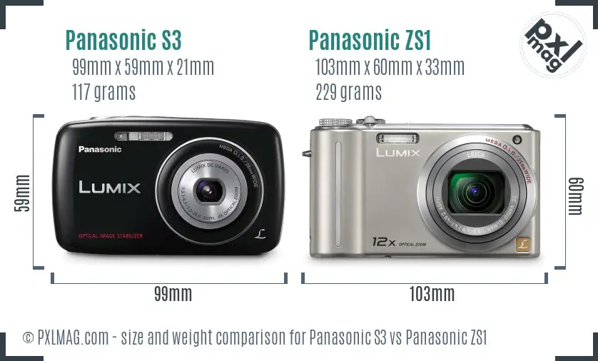 Panasonic S3 vs Panasonic ZS1 size comparison
