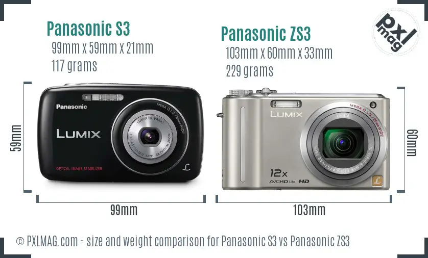 Panasonic S3 vs Panasonic ZS3 size comparison