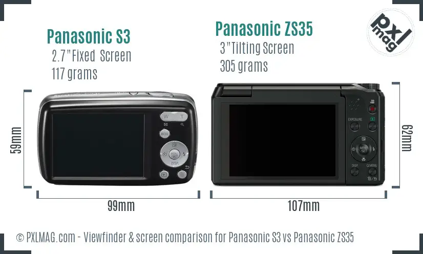 Panasonic S3 vs Panasonic ZS35 Screen and Viewfinder comparison