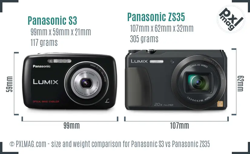 Panasonic S3 vs Panasonic ZS35 size comparison