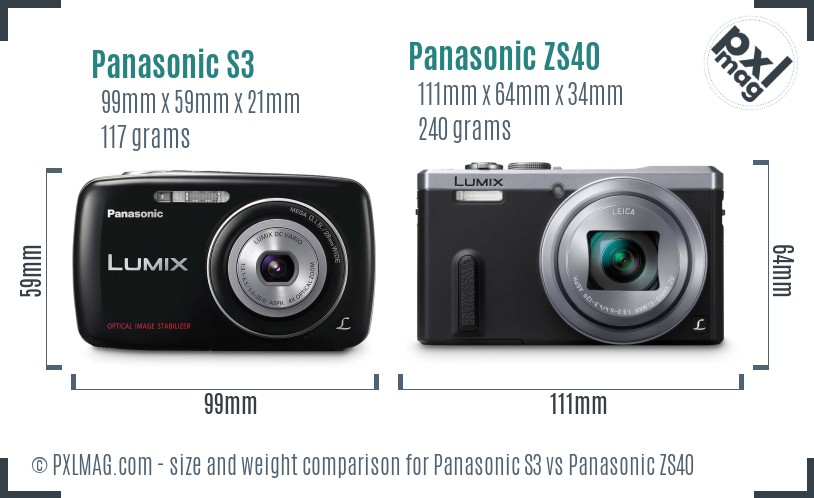 Panasonic S3 vs Panasonic ZS40 size comparison