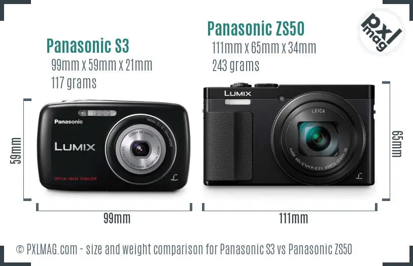 Panasonic S3 vs Panasonic ZS50 size comparison