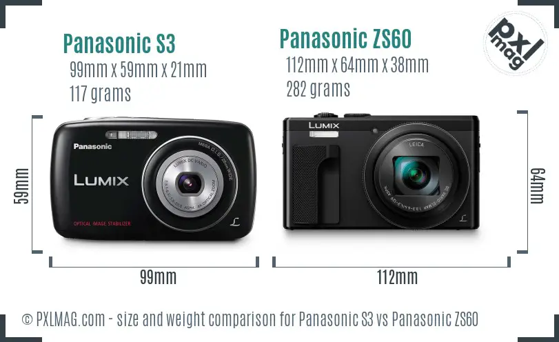 Panasonic S3 vs Panasonic ZS60 size comparison
