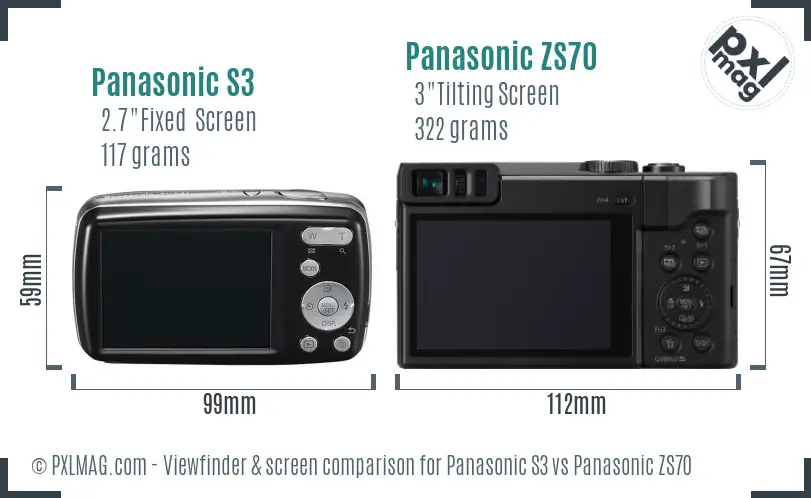 Panasonic S3 vs Panasonic ZS70 Screen and Viewfinder comparison