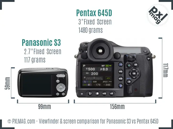 Panasonic S3 vs Pentax 645D Screen and Viewfinder comparison