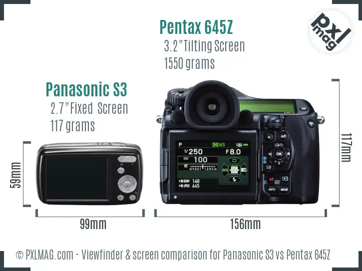 Panasonic S3 vs Pentax 645Z Screen and Viewfinder comparison
