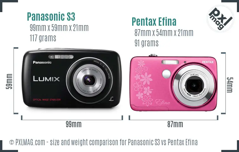 Panasonic S3 vs Pentax Efina size comparison