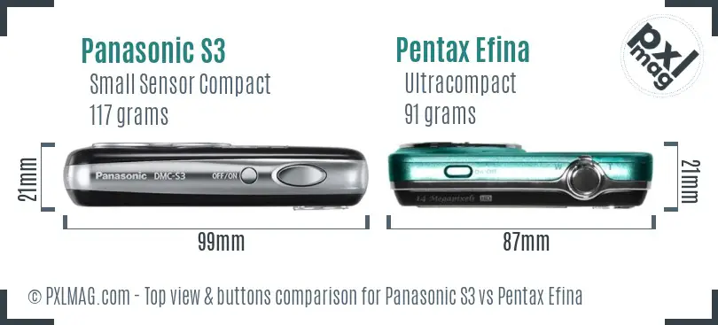 Panasonic S3 vs Pentax Efina top view buttons comparison