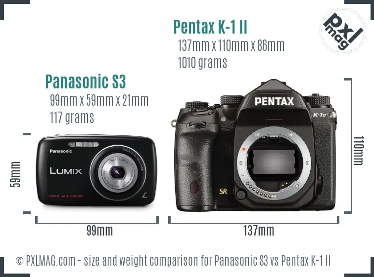 Panasonic S3 vs Pentax K-1 II size comparison