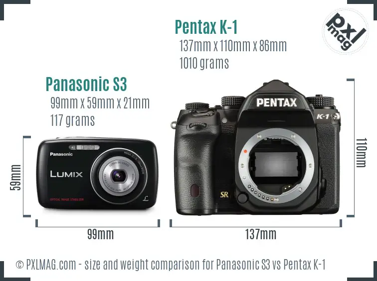 Panasonic S3 vs Pentax K-1 size comparison