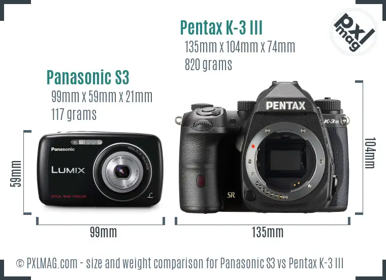 Panasonic S3 vs Pentax K-3 III size comparison Panasonic S3 vs Pentax K-3 III size comparison
