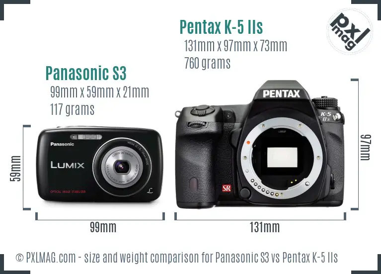 Panasonic S3 vs Pentax K-5 IIs size comparison