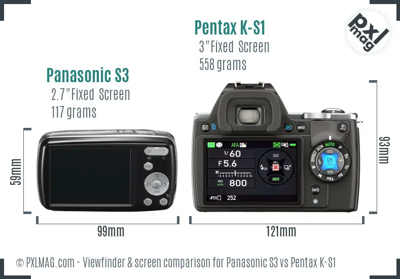 Panasonic S3 vs Pentax K-S1 Screen and Viewfinder comparison