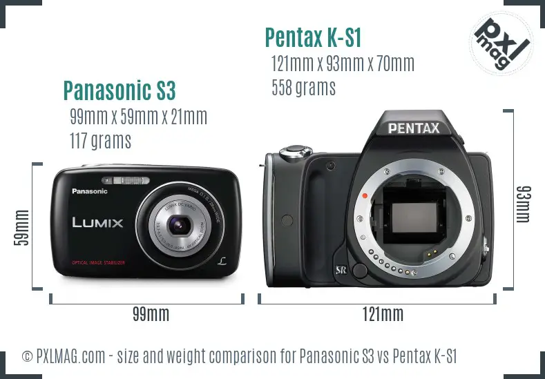 Panasonic S3 vs Pentax K-S1 size comparison