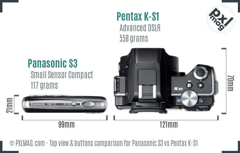 Panasonic S3 vs Pentax K-S1 top view buttons comparison