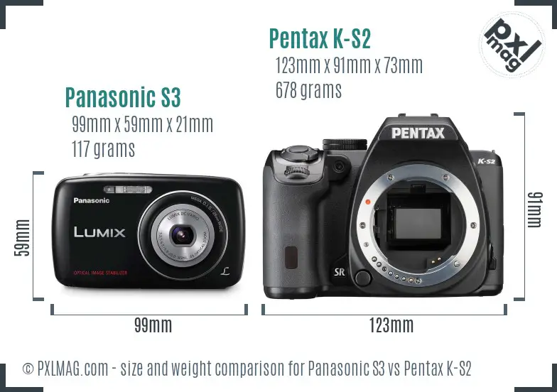 Panasonic S3 vs Pentax K-S2 size comparison