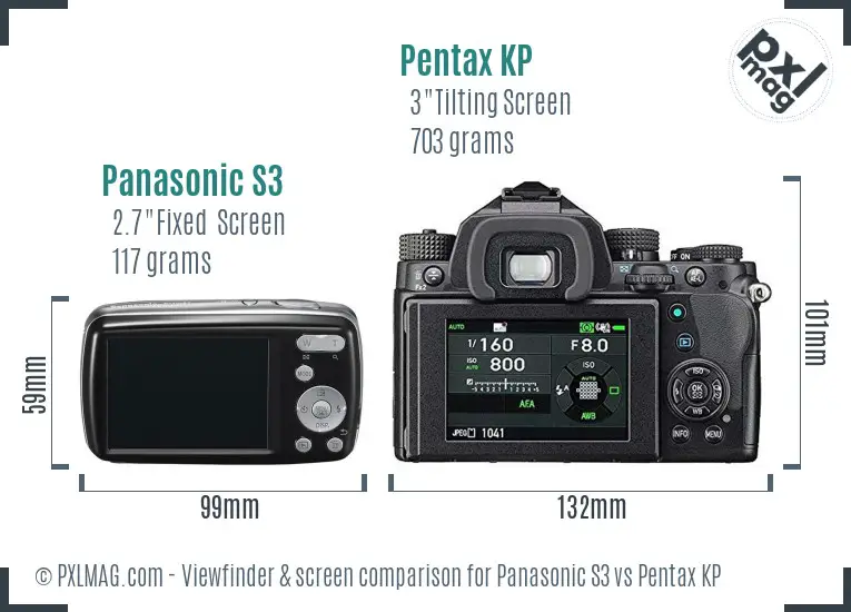 Panasonic S3 vs Pentax KP Screen and Viewfinder comparison