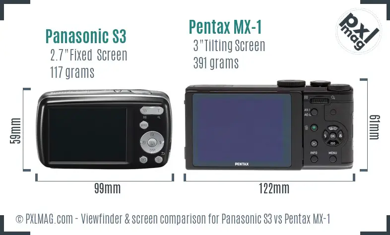 Panasonic S3 vs Pentax MX-1 Screen and Viewfinder comparison