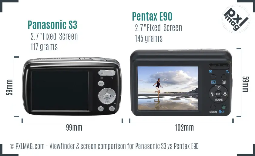 Panasonic S3 vs Pentax E90 Screen and Viewfinder comparison