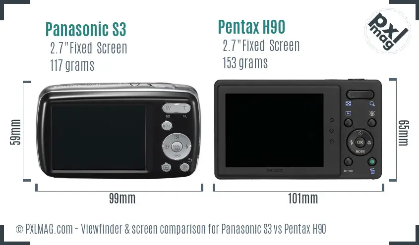 Panasonic S3 vs Pentax H90 Screen and Viewfinder comparison