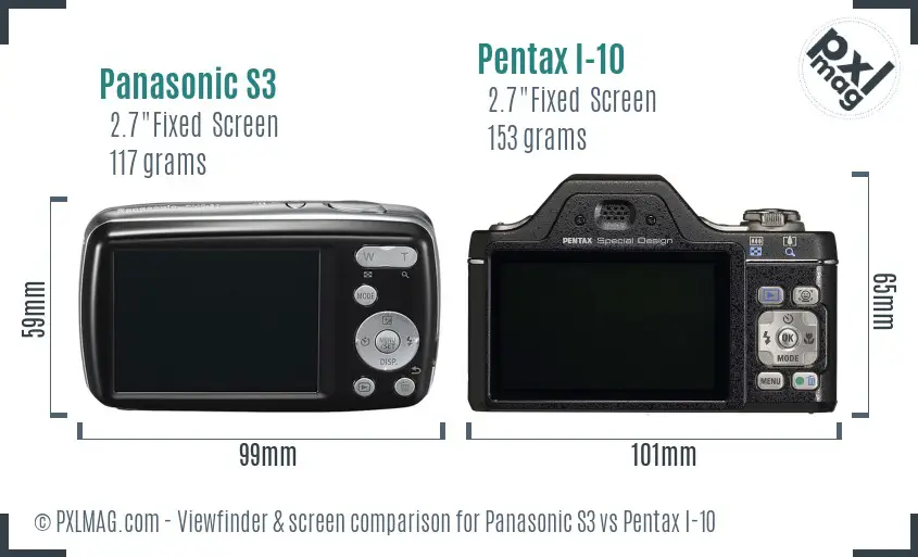 Panasonic S3 vs Pentax I-10 Screen and Viewfinder comparison