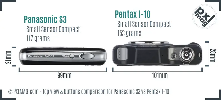 Panasonic S3 vs Pentax I-10 top view buttons comparison